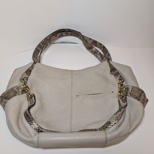 B. Makowsky bag!‎ Vintage Butter Soft Leather Snakeskin Trim Gold Accents